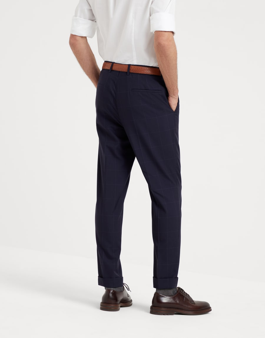 Trousers with pleats Navy Blue Man - Brunello Cucinelli