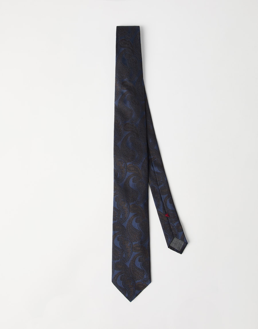 Silk tie with pattern Navy Blue Man - Brunello Cucinelli