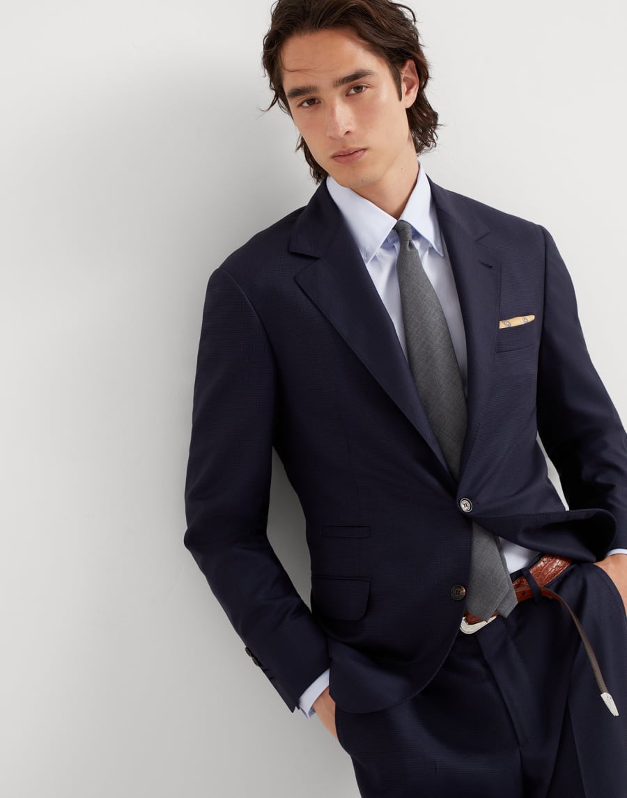 Houndstooth blazer Navy Blue Man - Brunello Cucinelli