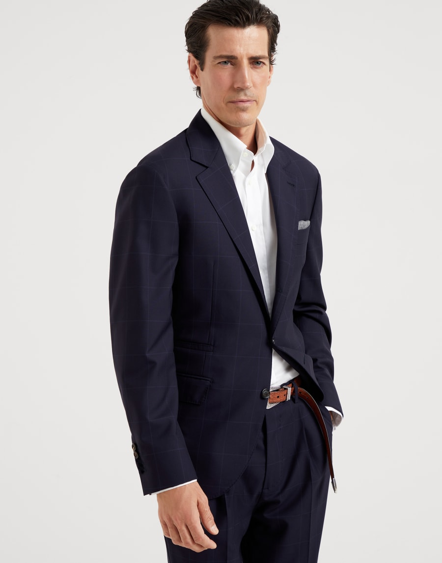 Virgin wool blazer Navy Blue Man - Brunello Cucinelli