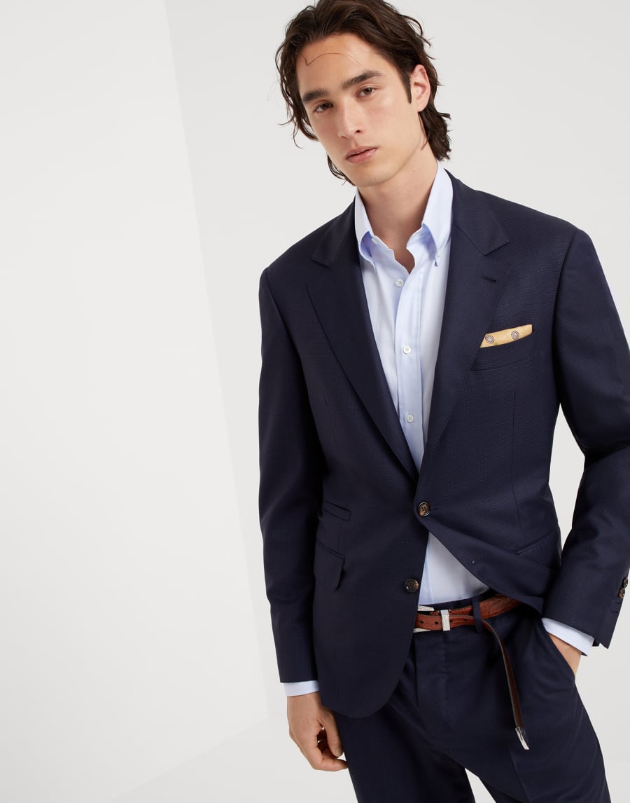 Houndstooth blazer Navy Blue Man - Brunello Cucinelli