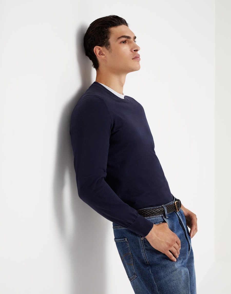 Maglia in cotone Blu Navy Uomo - Brunello Cucinelli