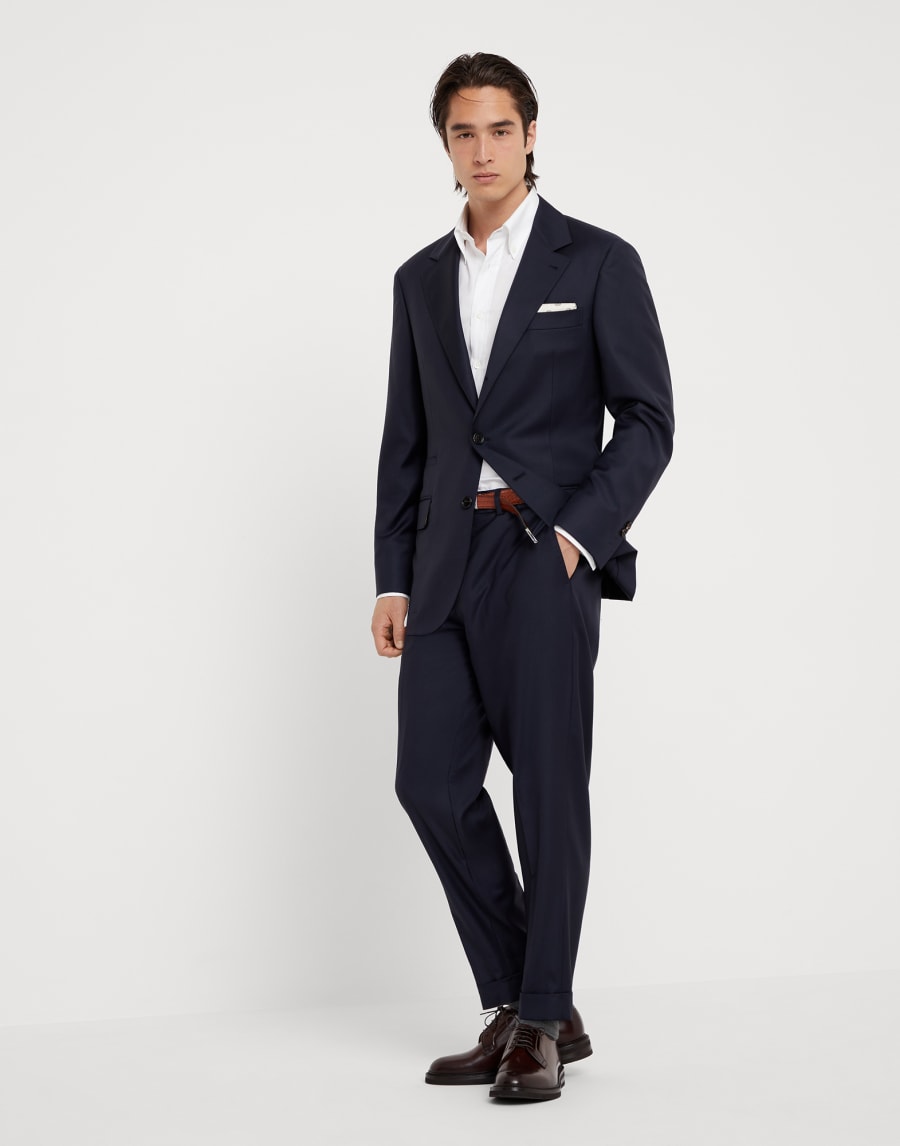 初剪羊毛料西装套装 海军蓝 男款 - Brunello Cucinelli