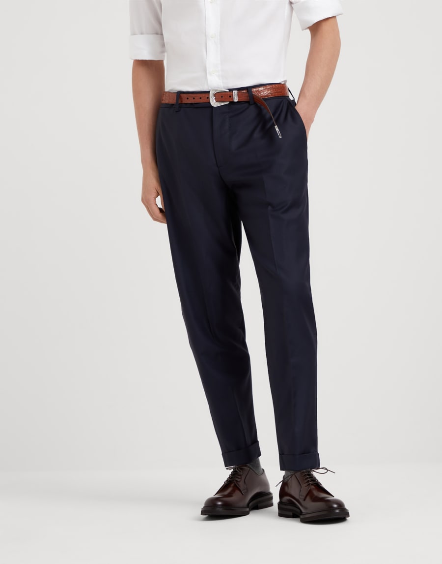 Formal fit trousers Navy Blue Man - Brunello Cucinelli