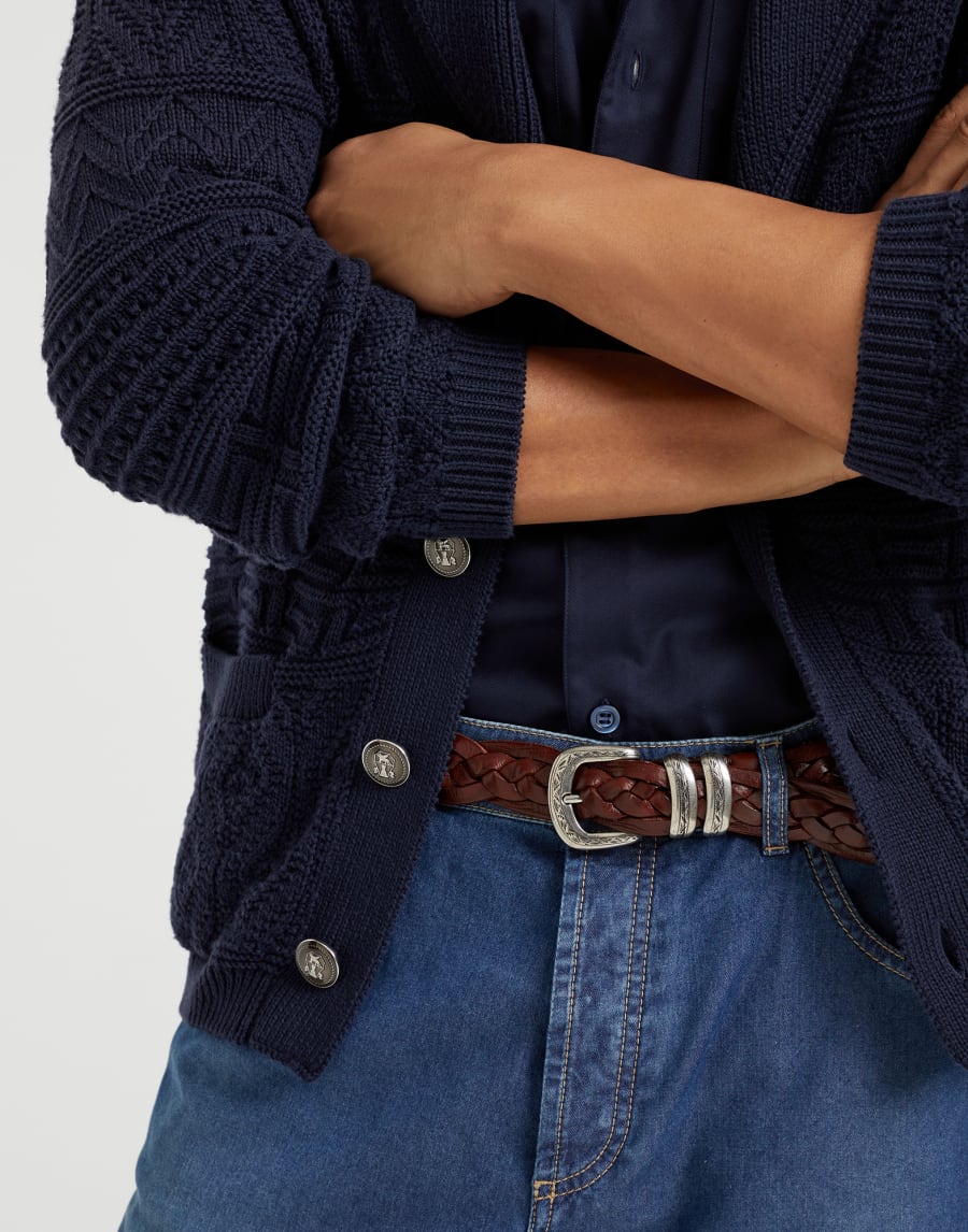 Belt with detailed buckle Tobacco Man - Brunello Cucinelli