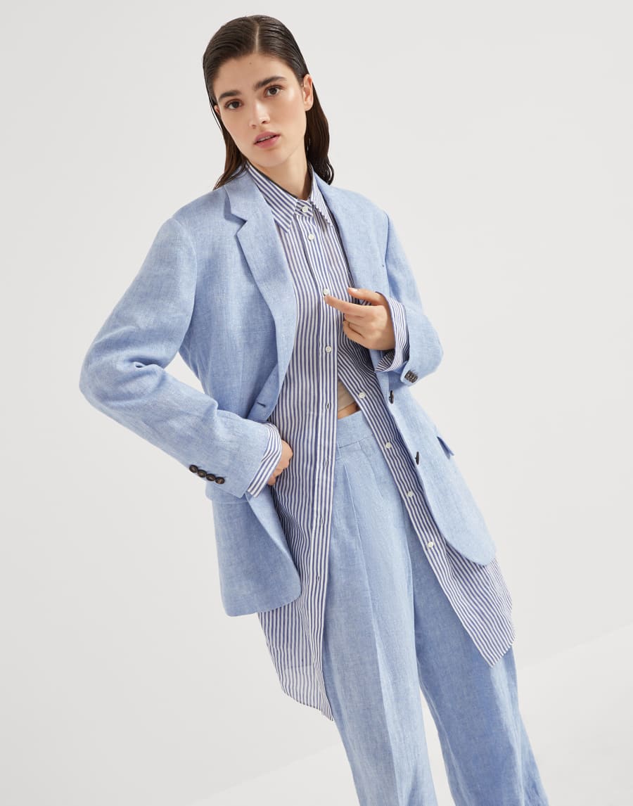 Giacca in canvas Sparkling Azzurro Donna - Brunello Cucinelli