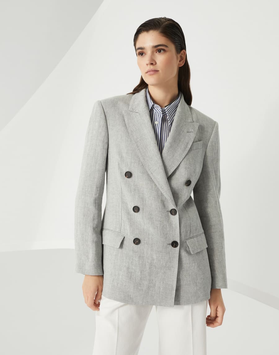 Пиджак из холщовой ткани Sparkling Светло-Серый Женщина - Brunello Cucinelli