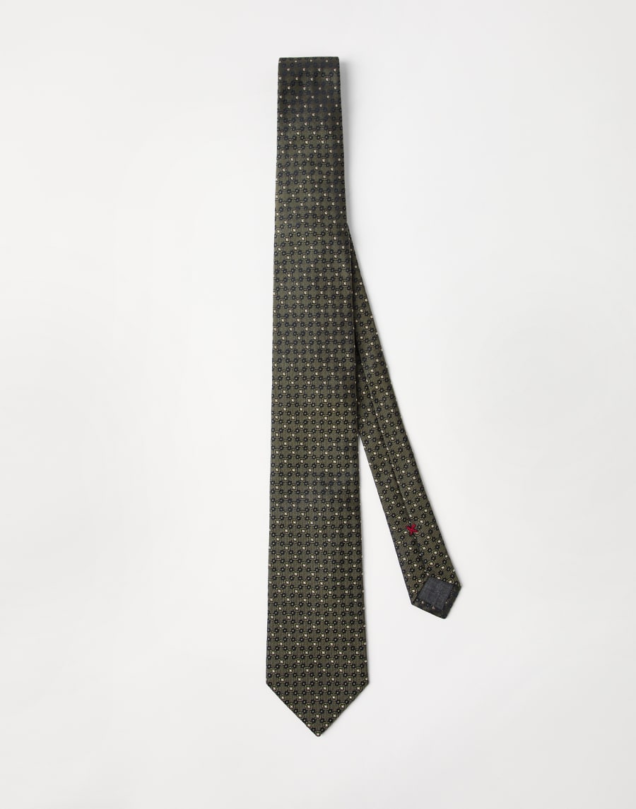 Necktie with jacquard pattern Khaki Man - Brunello Cucinelli