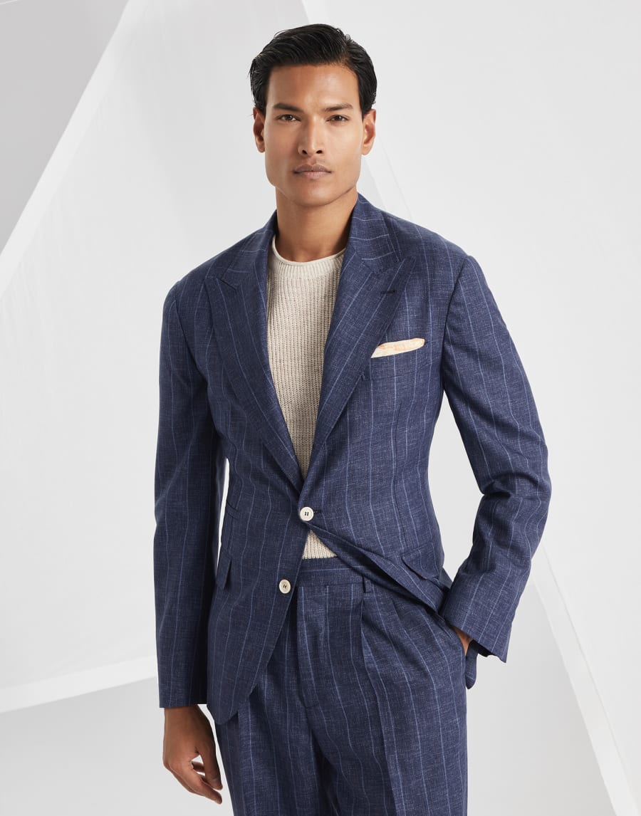 Virgin wool blazer Navy Blue Man - Brunello Cucinelli