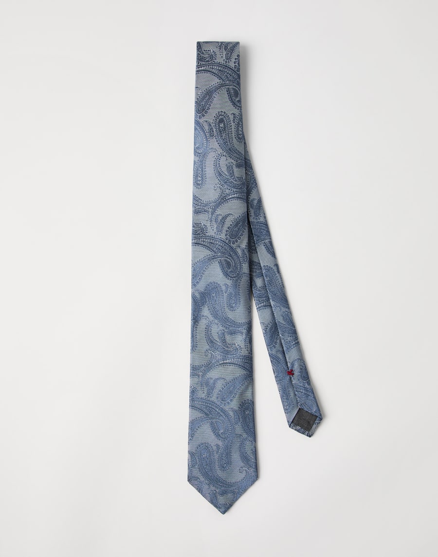 Silk tie with pattern Denim Man - Brunello Cucinelli