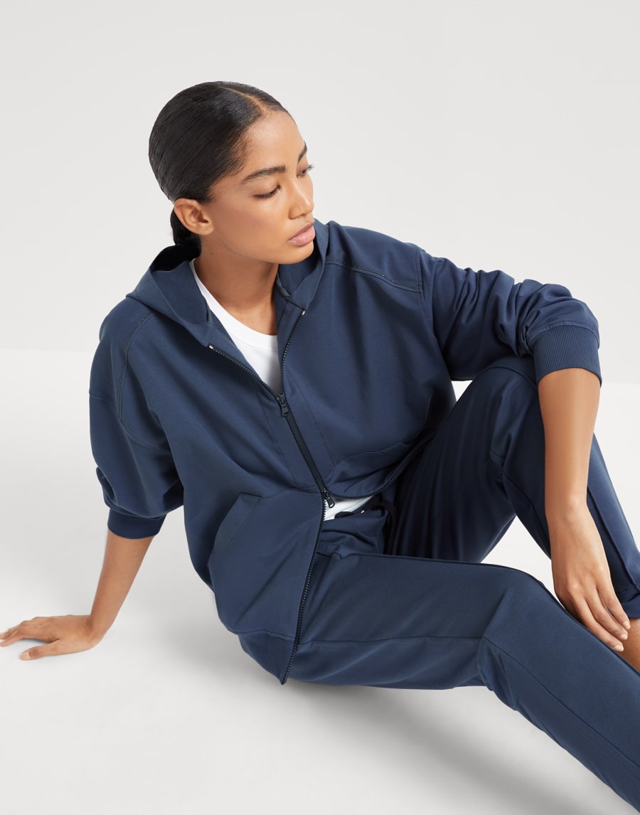 Lightweight French terry sweatshirt Blue Woman - Brunello Cucinelli