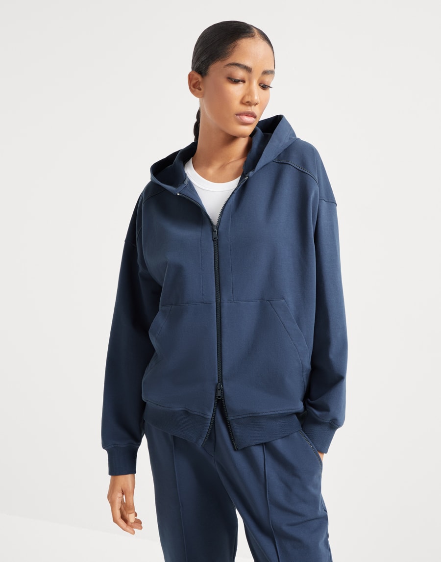 Lightweight French terry sweatshirt Blue Woman - Brunello Cucinelli
