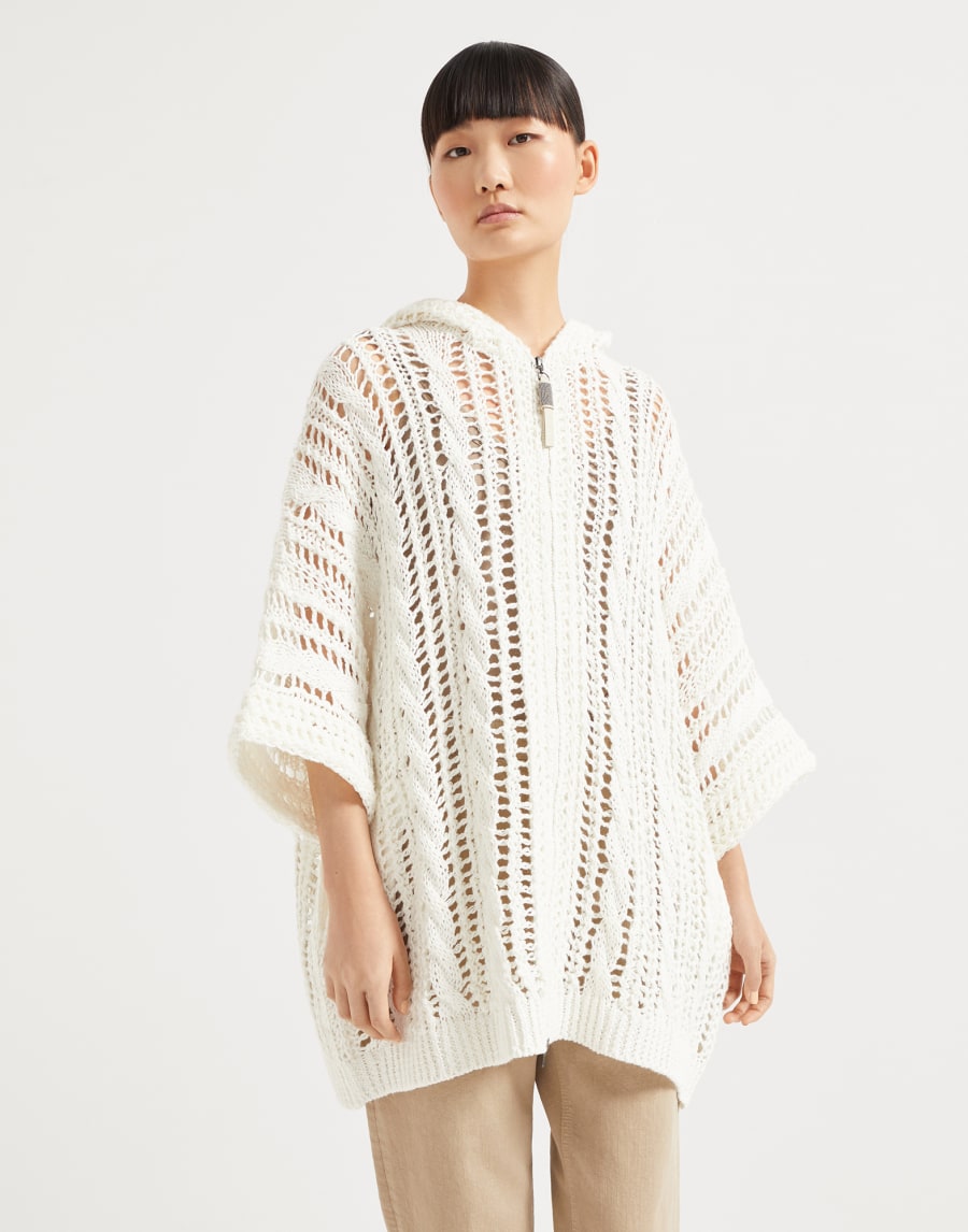 Кардиган Cable & Mesh Панама Женщина - Brunello Cucinelli