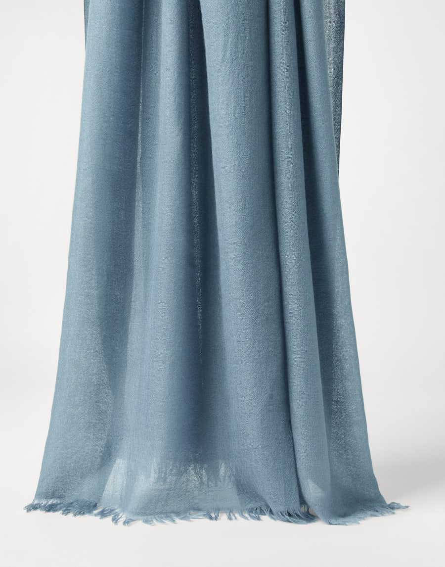 Cashmere and silk scarf Avio Blue Woman - Brunello Cucinelli