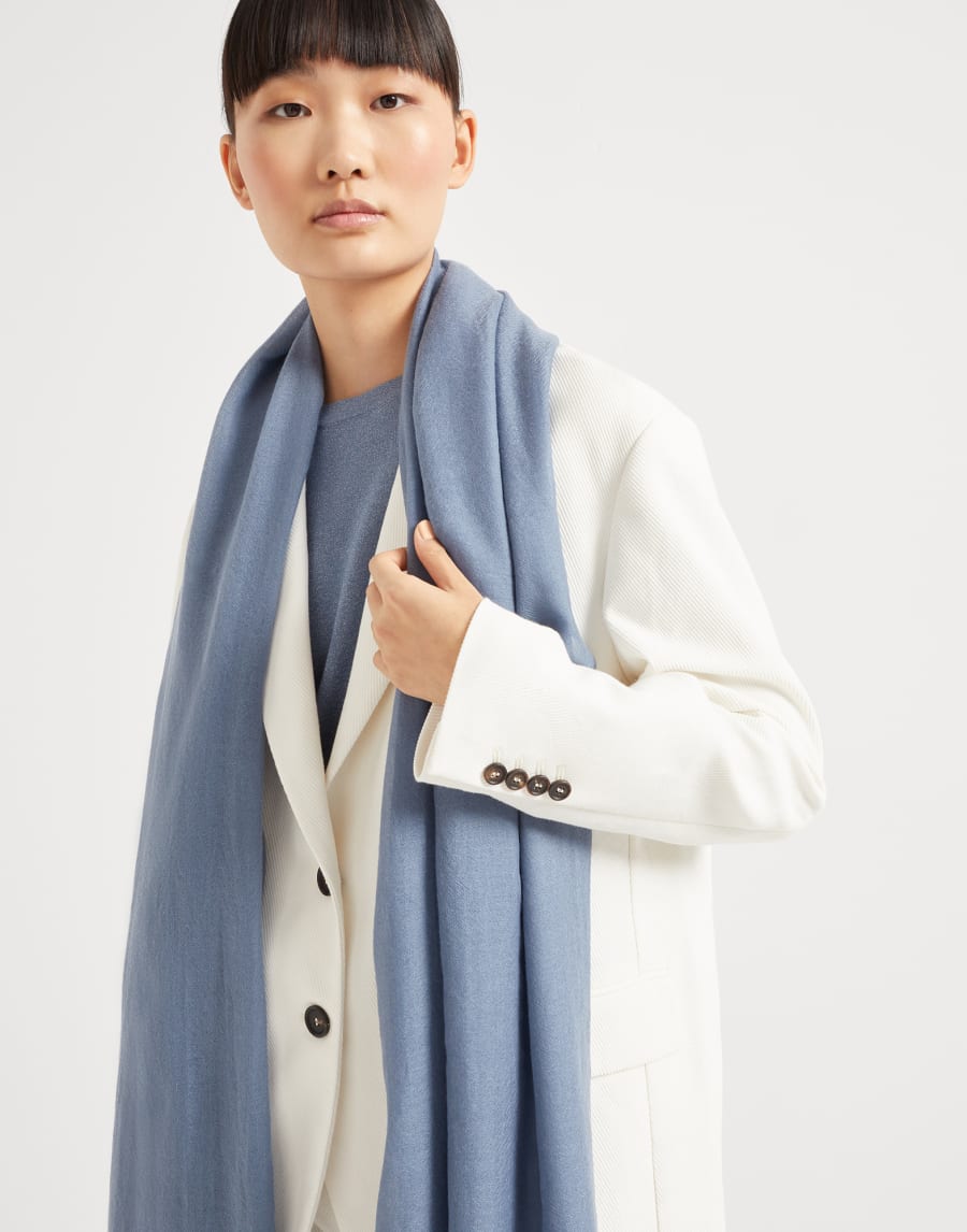 Cashmere and silk scarf Avio Blue Woman - Brunello Cucinelli