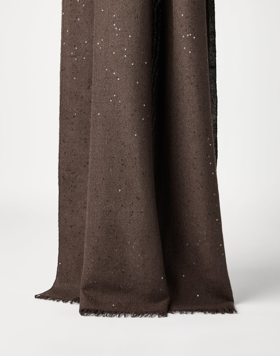 Cashmere and silk Diamond yarn scarf Chocolate Woman - Brunello Cucinelli