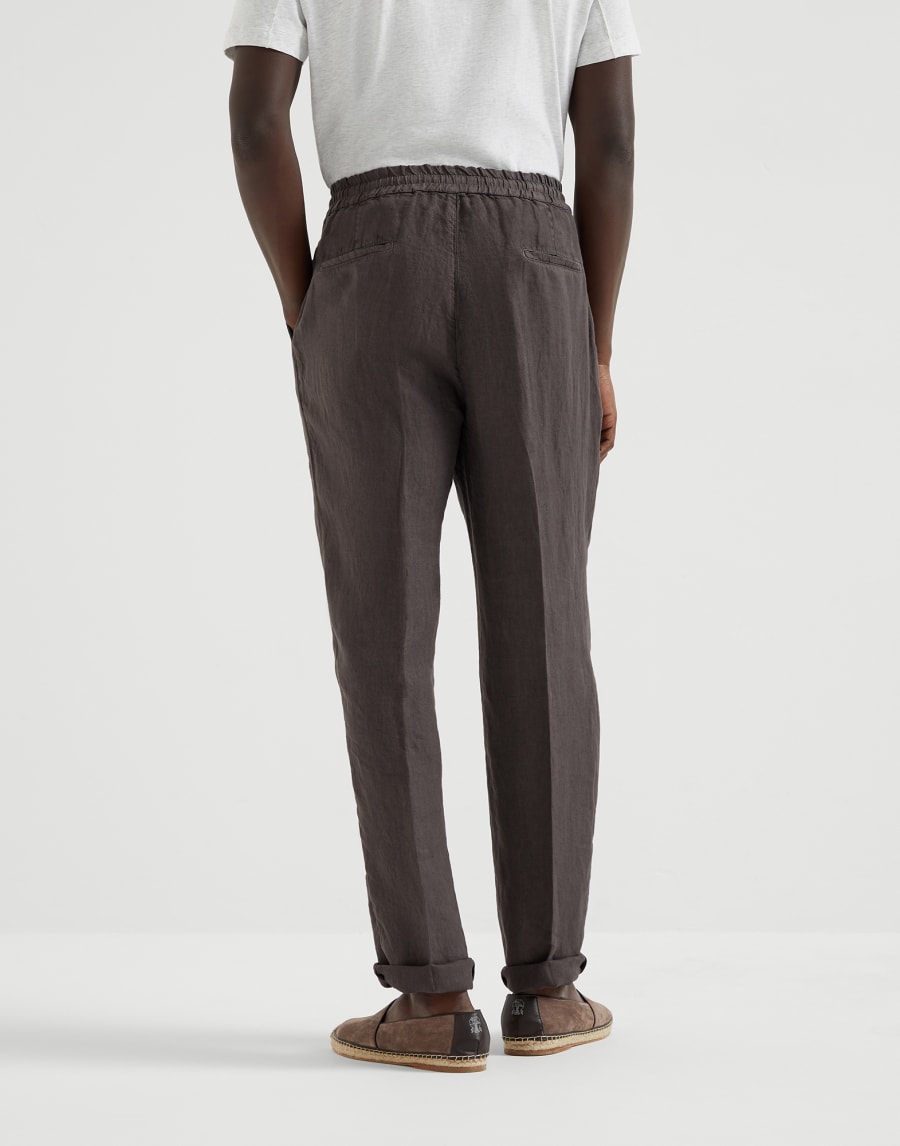 Leisure fit trousers with drawstring Coffee Man - Brunello Cucinelli