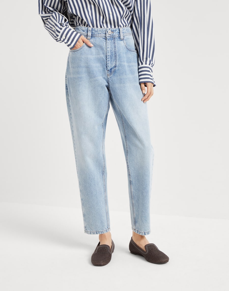 Брюки Baggy Tapered Светлый Деним Женщина - Brunello Cucinelli