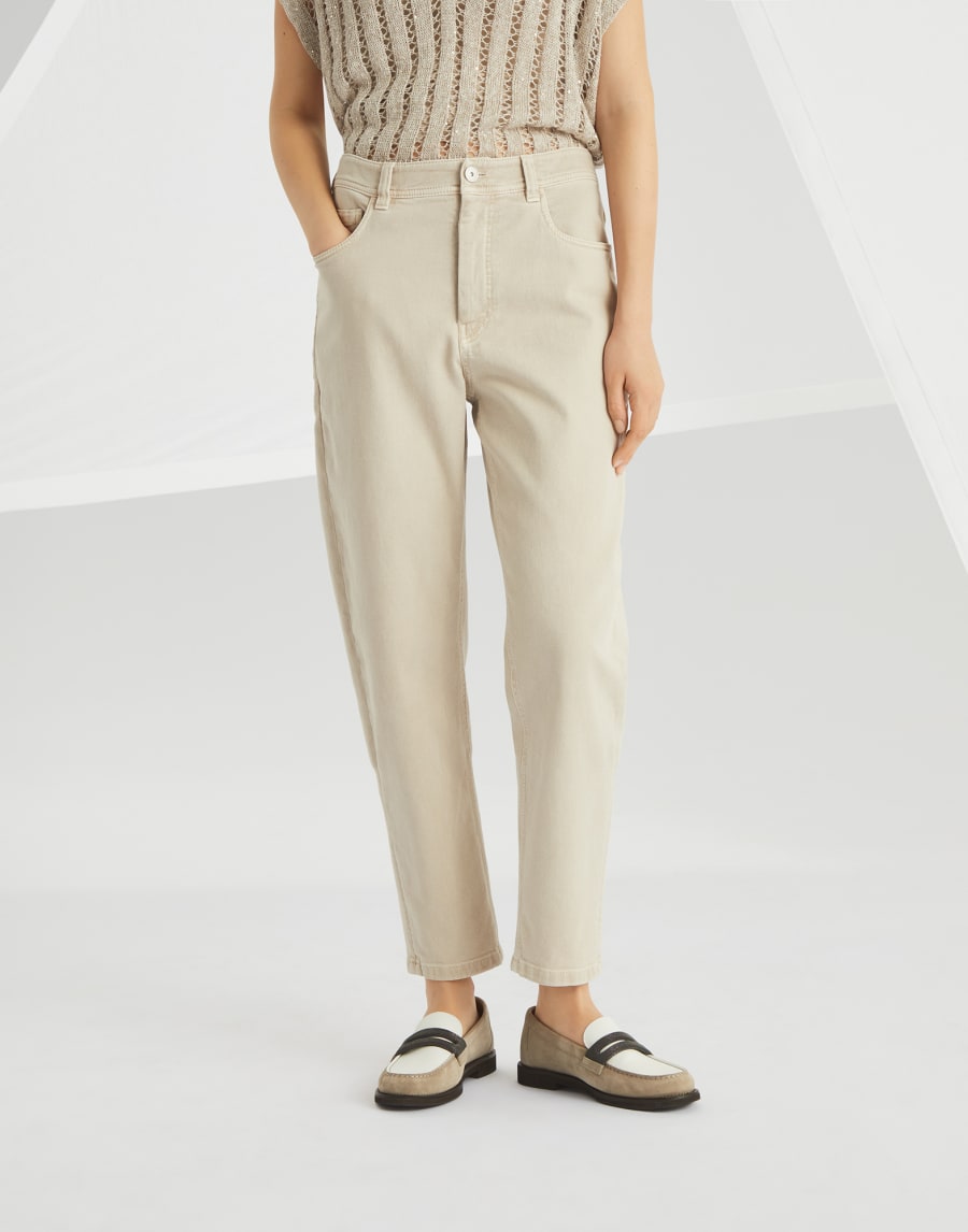 Pantalone Baggy Tapered Naturale Donna - Brunello Cucinelli