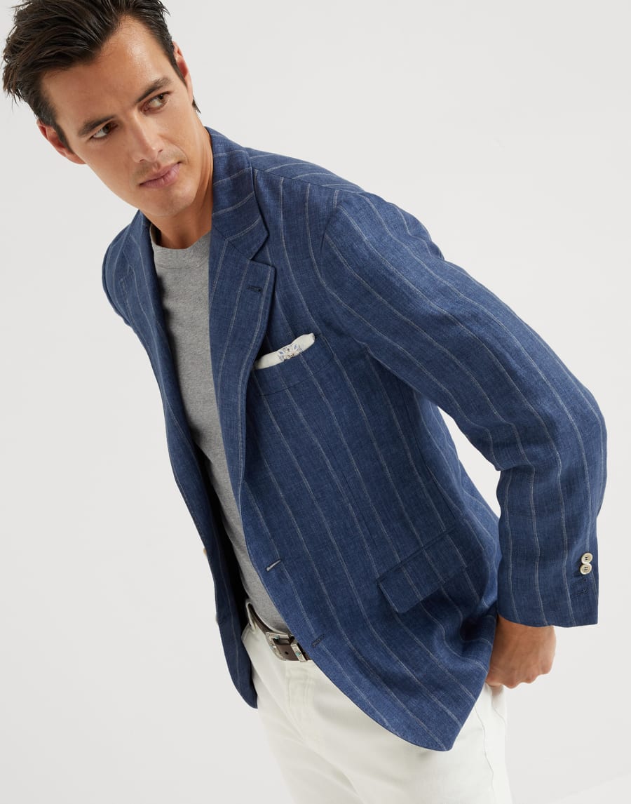 Giacca decostruita in twill Denim Uomo - Brunello Cucinelli