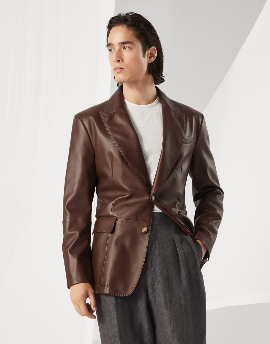 Пиджак из наппы Какао Мужчина - Brunello Cucinelli