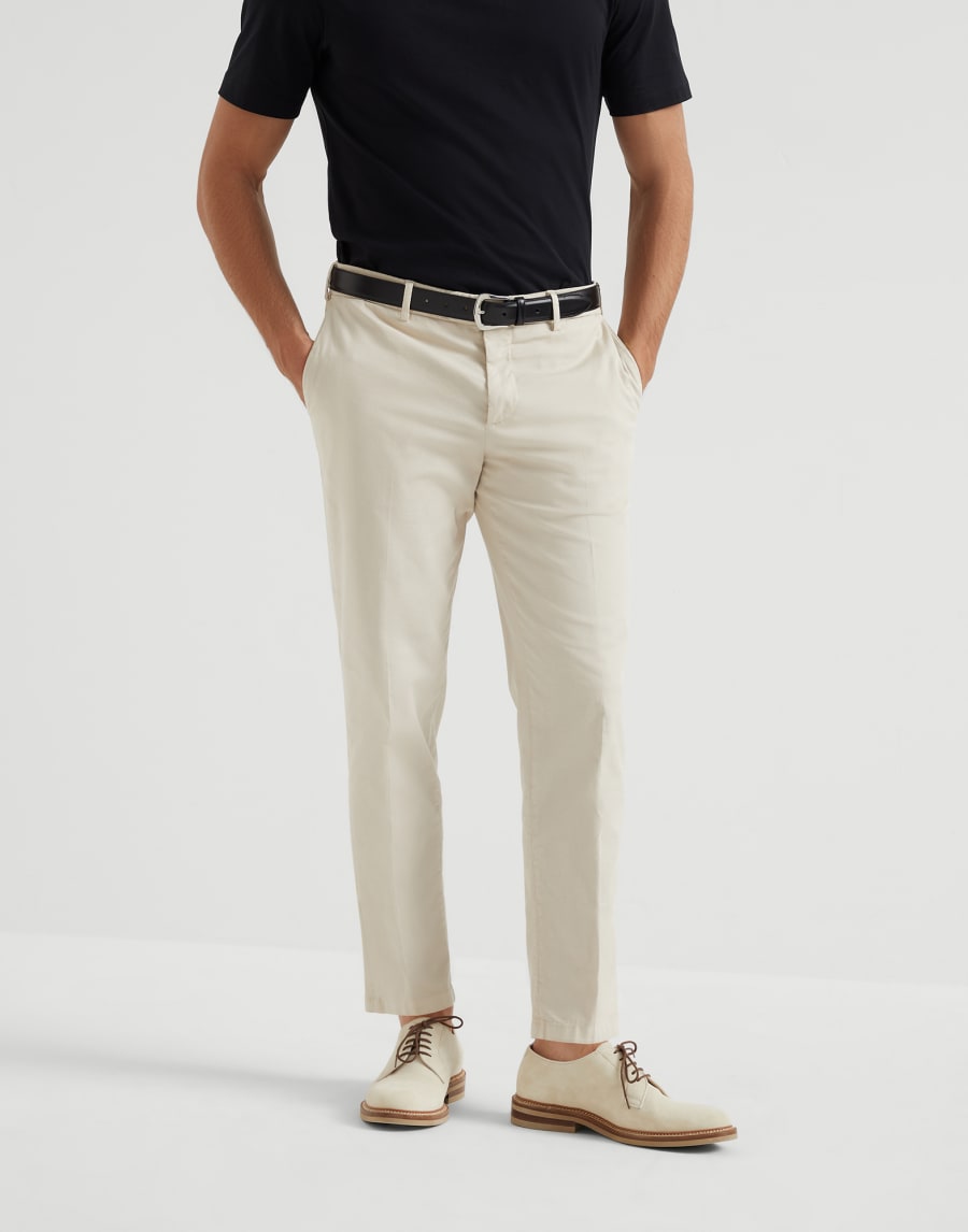 Gabardine garment dyed trousers Light Brown Man - Brunello Cucinelli