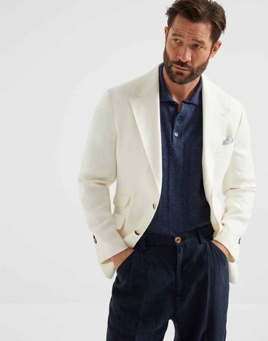 Polo in maglia a coste Azzurro Uomo - Brunello Cucinelli