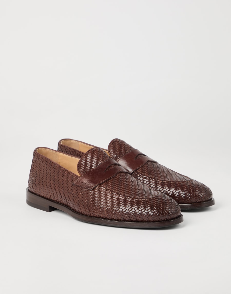 Calfskin penny loafers Brown Man - Brunello Cucinelli