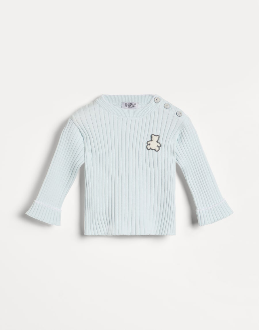 Cotton Bernie Baby sweater Sky Blue Baby - Brunello Cucinelli