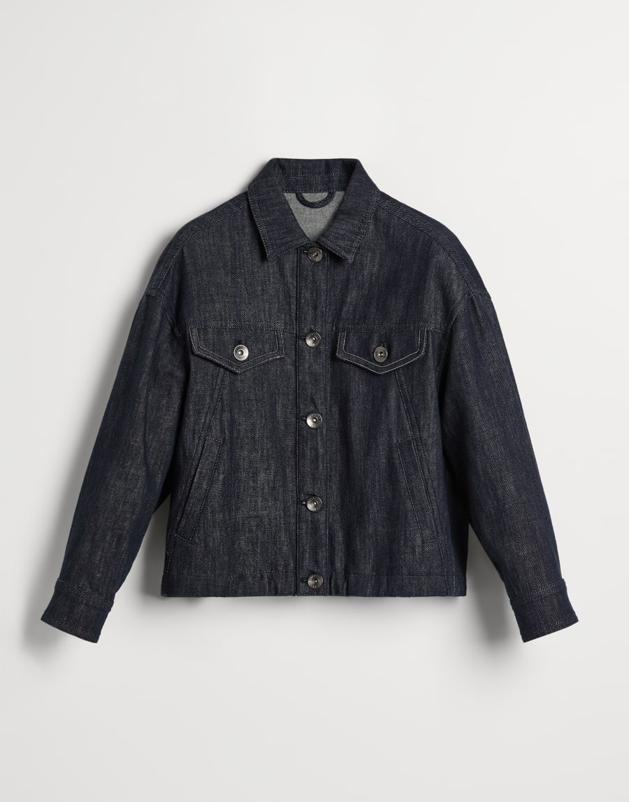 Denim four-pocket jacket Dark Denim Girls - Brunello Cucinelli