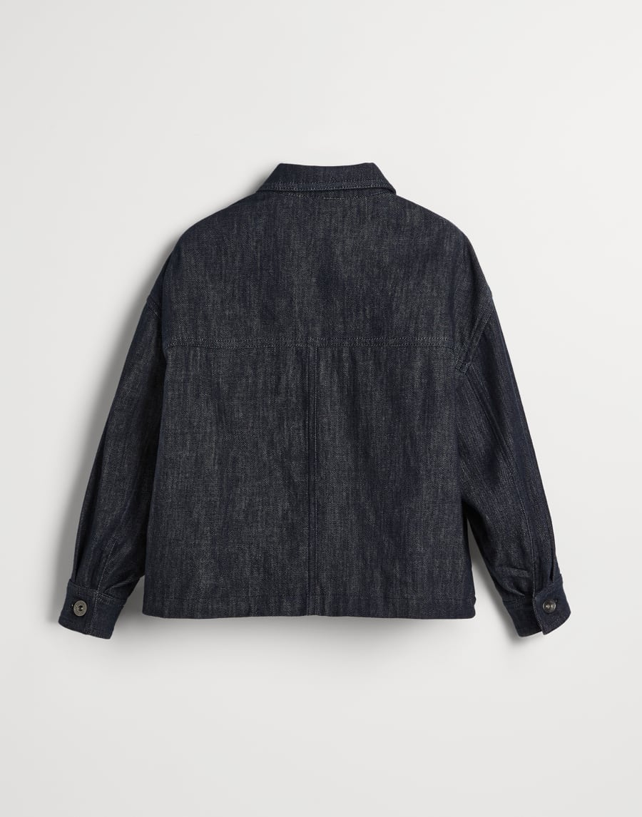 Куртка с четырьмя карманами из денима Тёмный Деним Девочки - Brunello Cucinelli