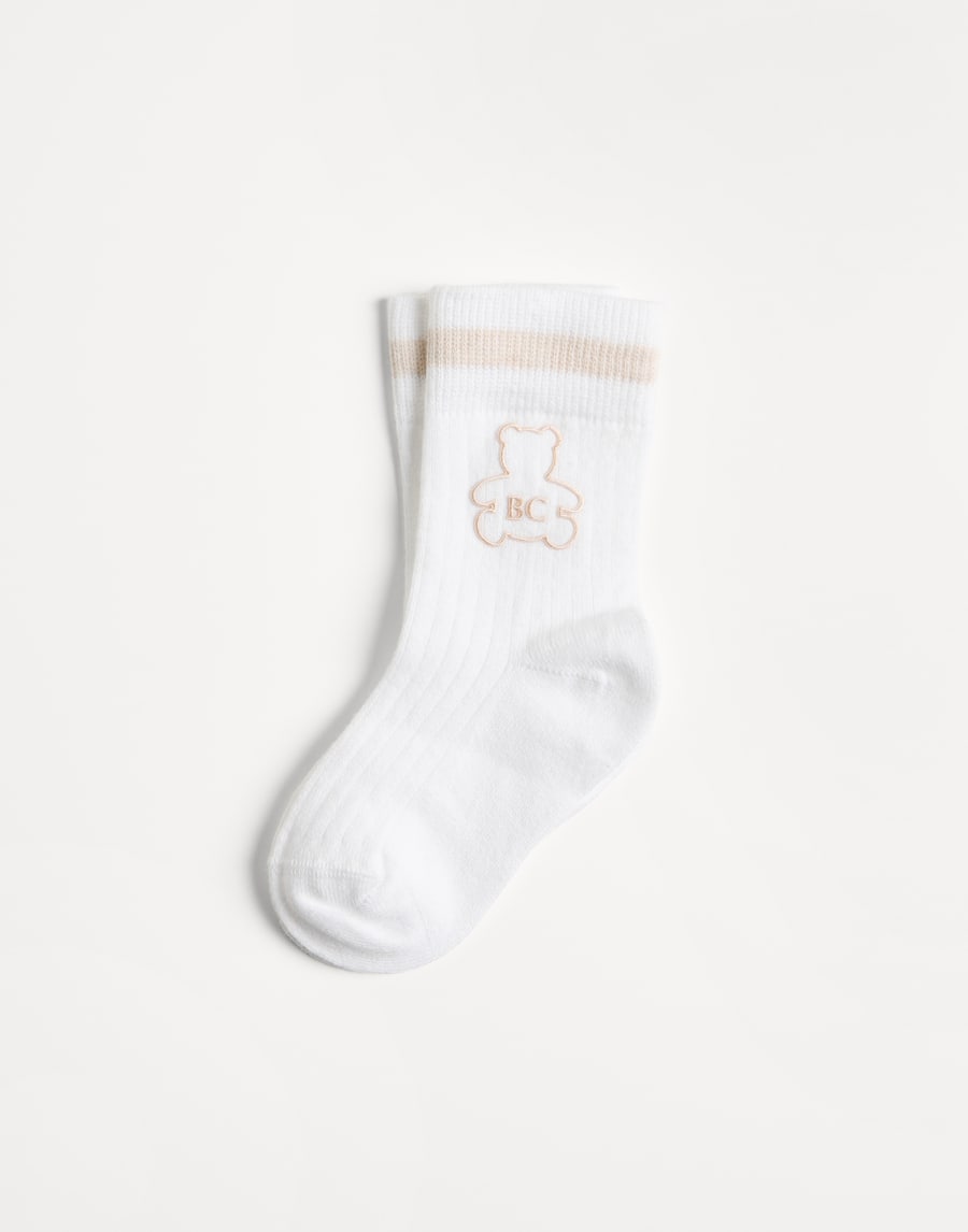 Bernie Baby socks with embroidery Beige Baby - Brunello Cucinelli