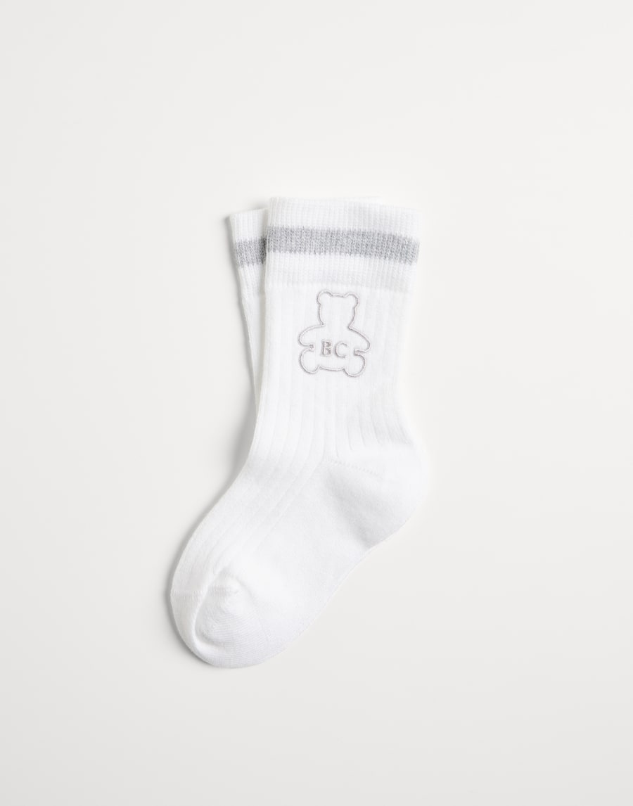 Bernie Baby socks with embroidery Grey Baby - Brunello Cucinelli
