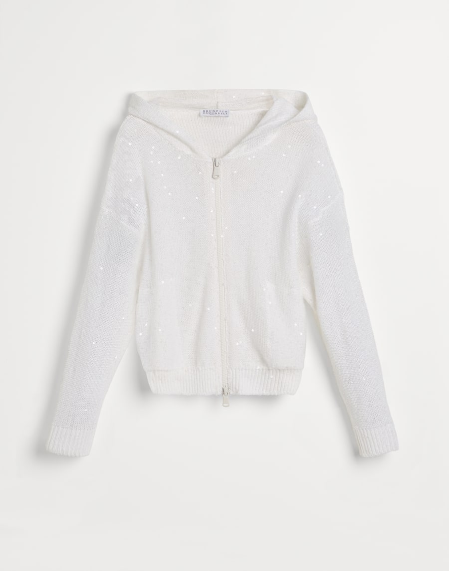 亚麻和丝绸混纺对襟衫 白色 女童 - Brunello Cucinelli