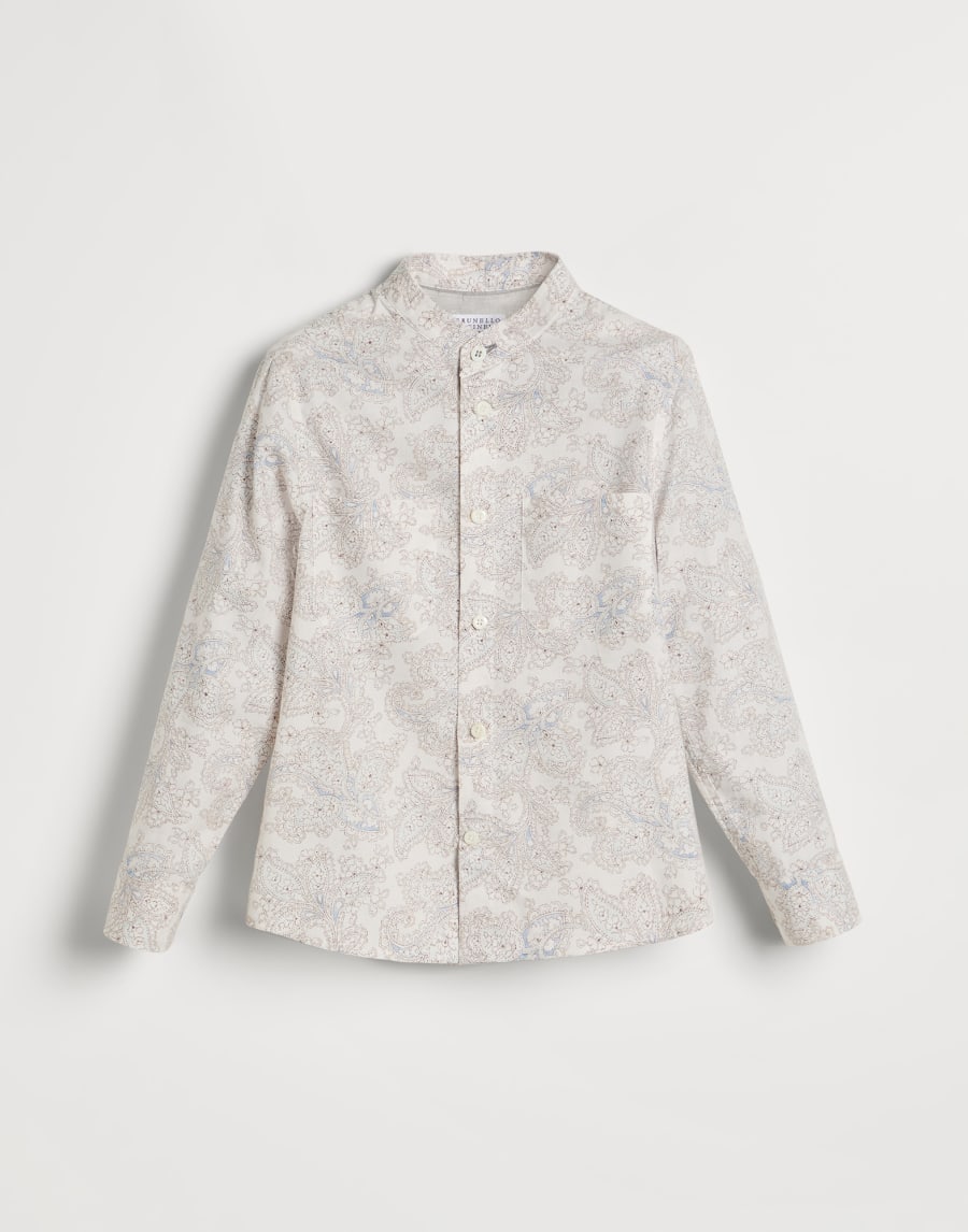 Paisley twill shirt Light Grey Boys - Brunello Cucinelli