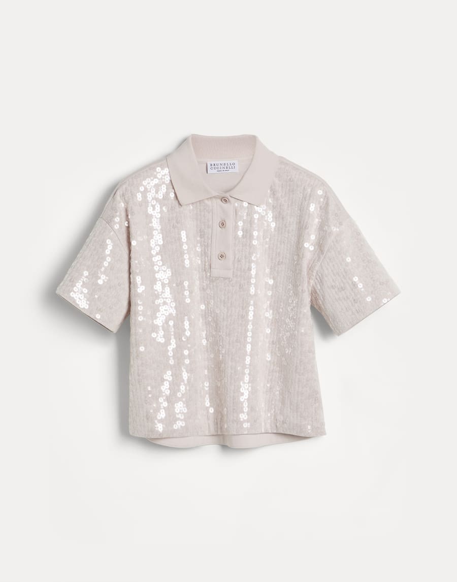 闪耀刺绣 T 恤 灰玫瑰色 女童 - Brunello Cucinelli