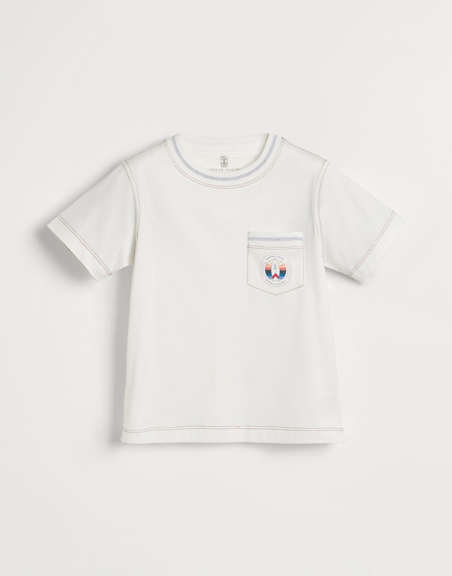 サーフプリント Tシャツ オフホワイト ボーイズ - Brunello Cucinelli