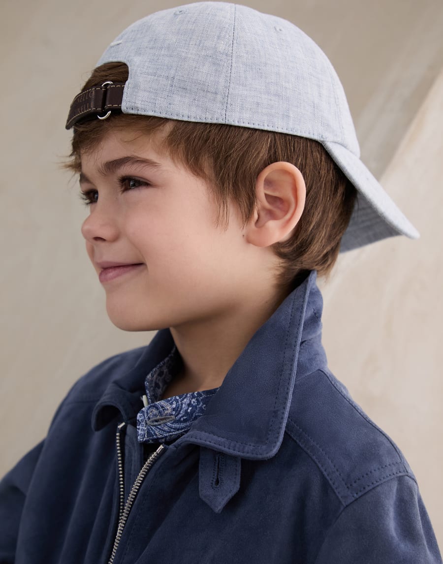 Бейсболка из льна делаве Небесно-Голубой Мальчики - Brunello Cucinelli