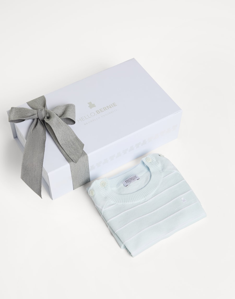 Bernie Baby striped shortall Sky Blue Baby - Brunello Cucinelli