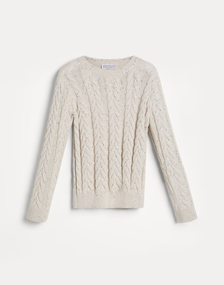 Dazzling Double Cable sweater Oat Girls - Brunello Cucinelli