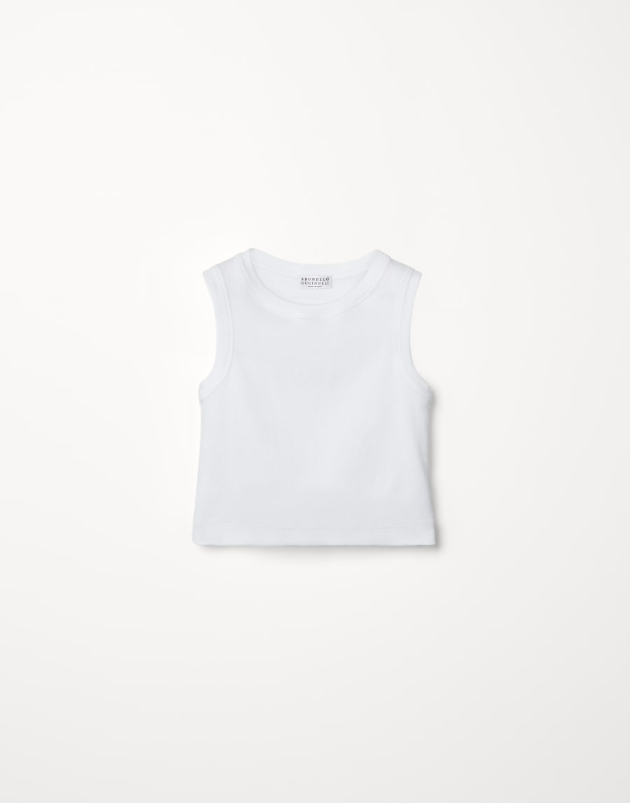 Top in jersey a costina Bianco Bambina - Brunello Cucinelli