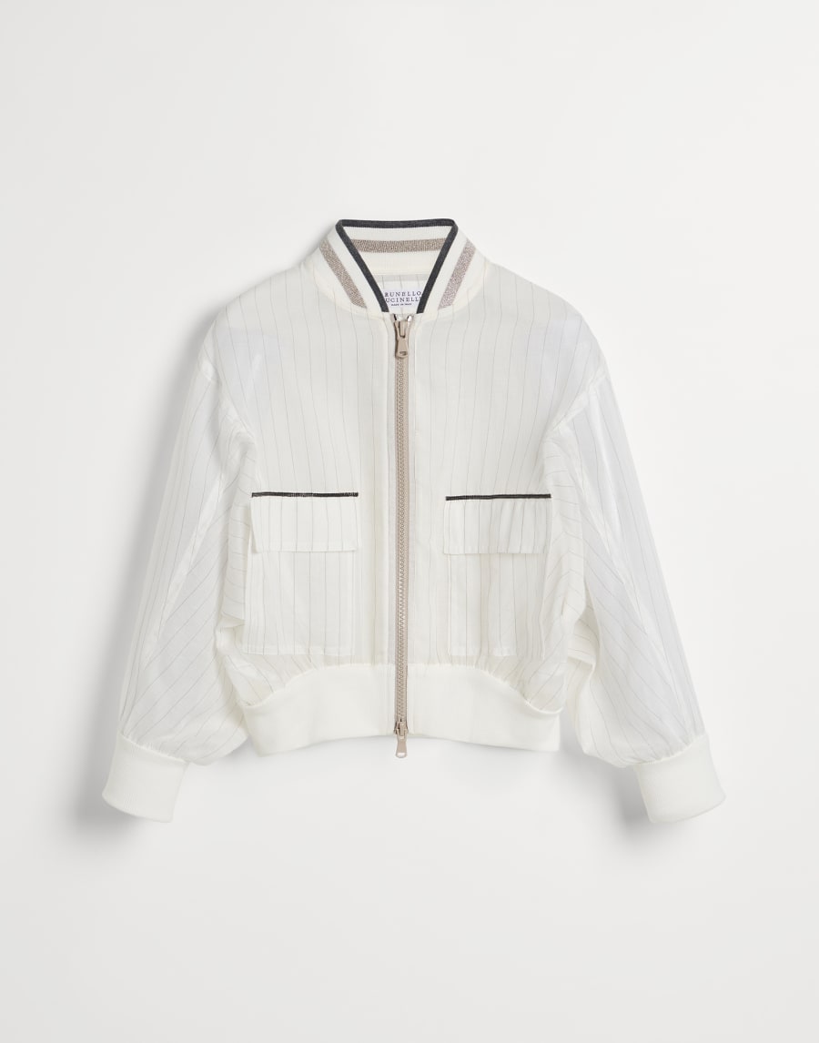 Organza chalk stripe bomber jacket White Girls - Brunello Cucinelli