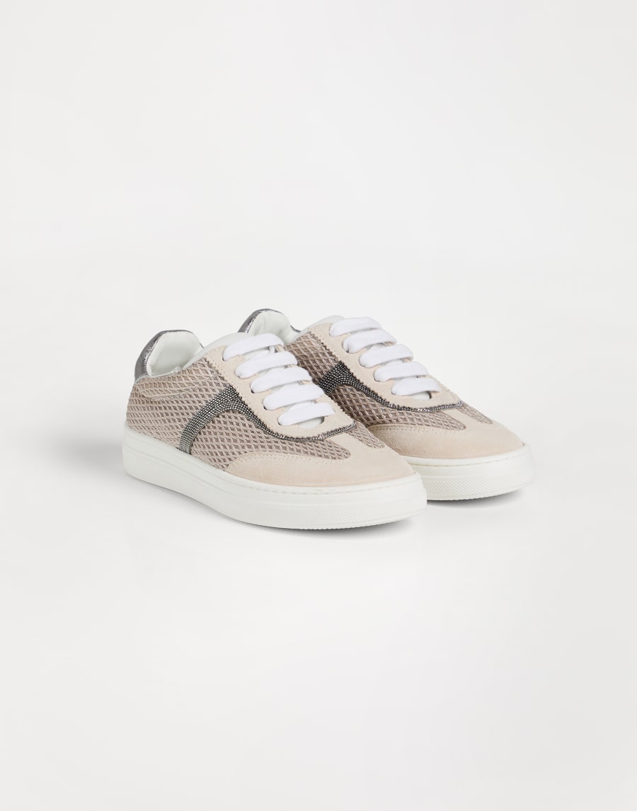 Suede and knit sneakers Light Brown Girls - Brunello Cucinelli
