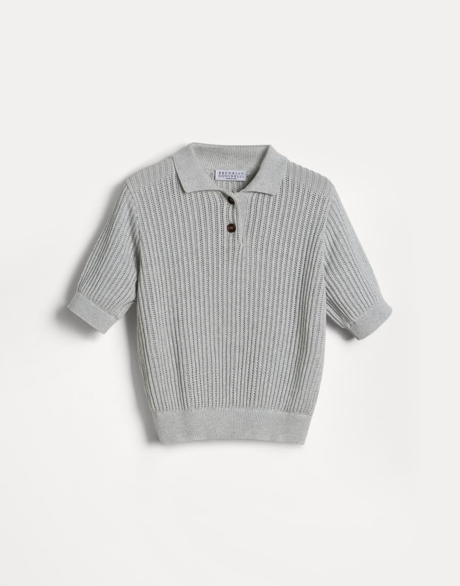 闪烁针织马球衫 雾白 女童 - Brunello Cucinelli