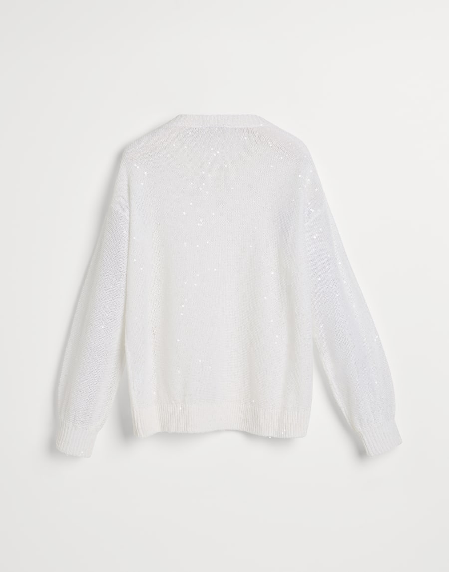 Джемпер из льна и шелка Diamante Белый Девочки - Brunello Cucinelli