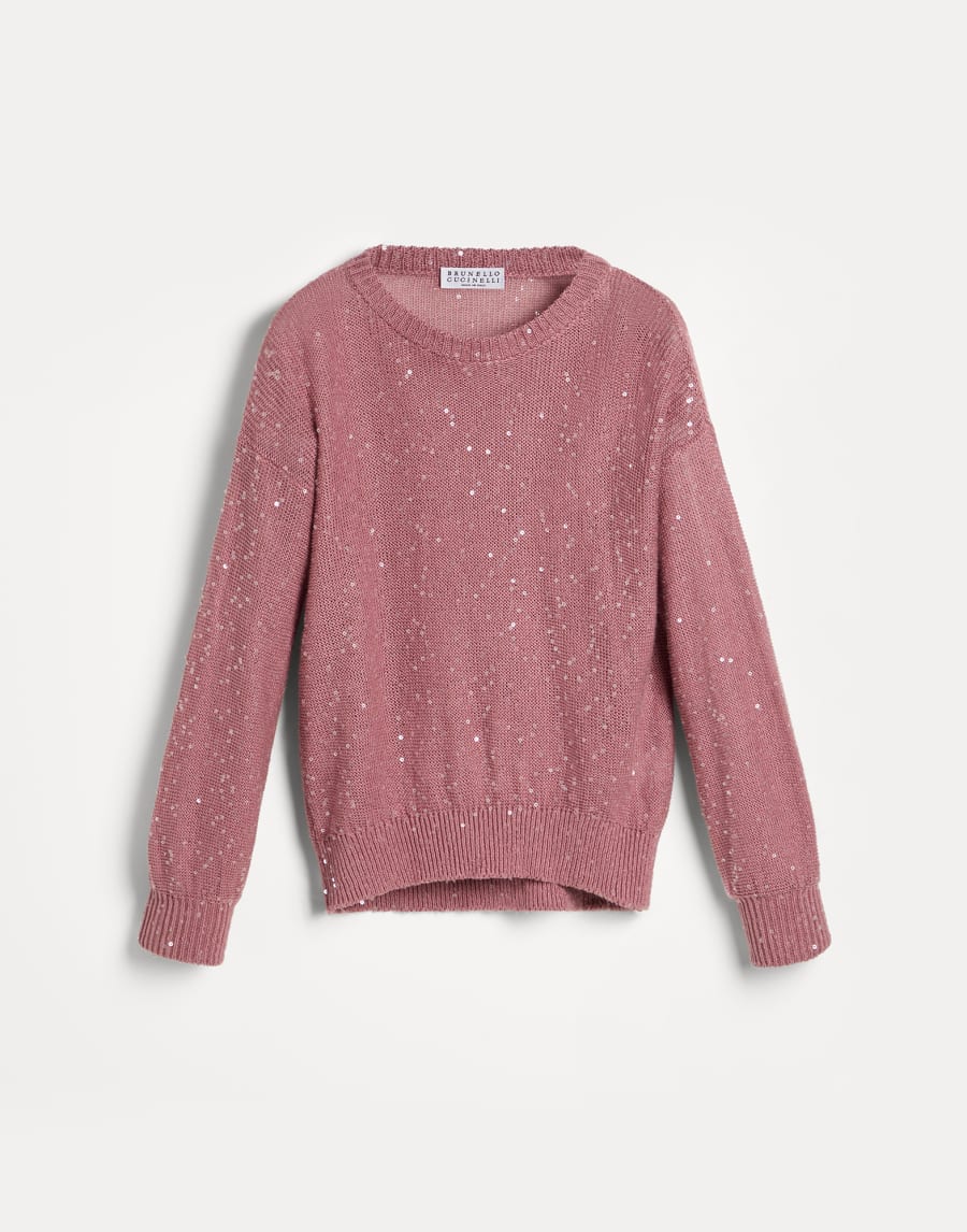 钻石丝绸亚麻混纺针织衫 粉红色 女童 - Brunello Cucinelli