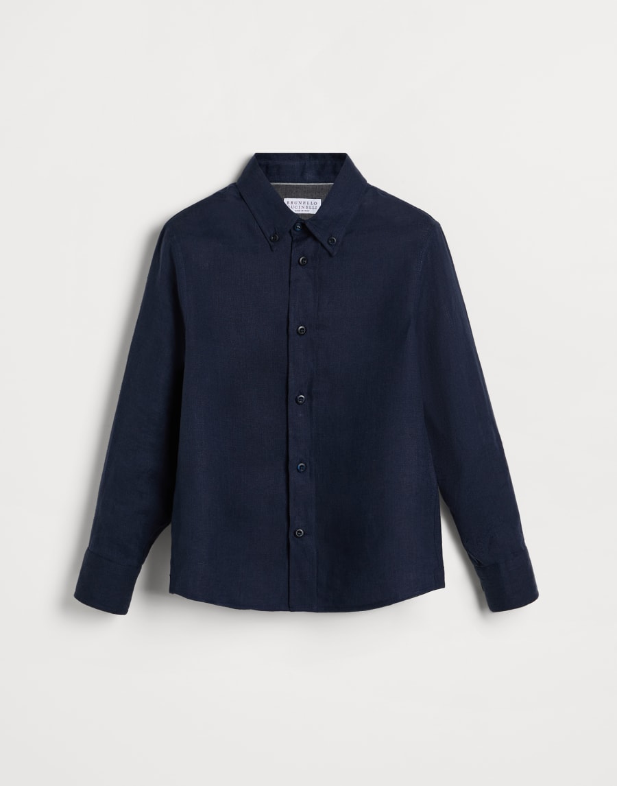 Button-down collar shirt Navy Blue Boys - Brunello Cucinelli