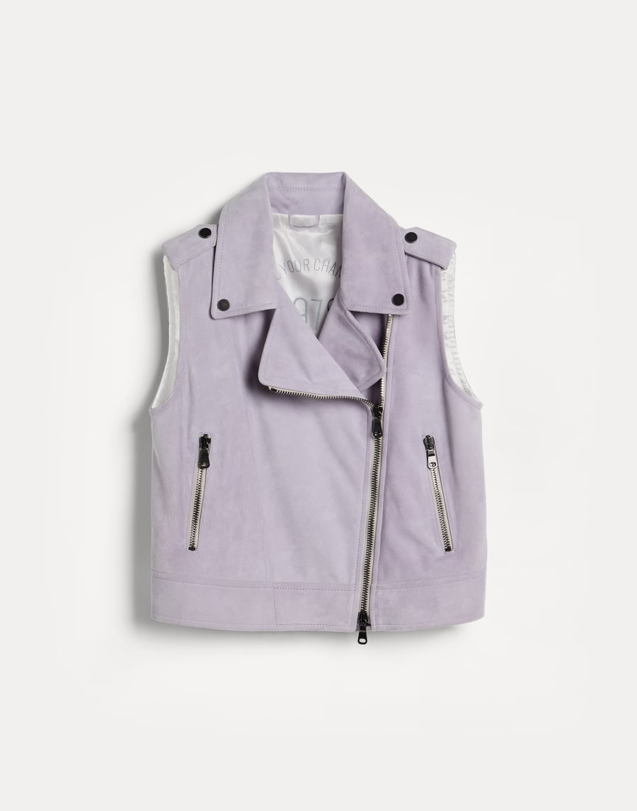 Suede biker jacket Lilac Girls - Brunello Cucinelli