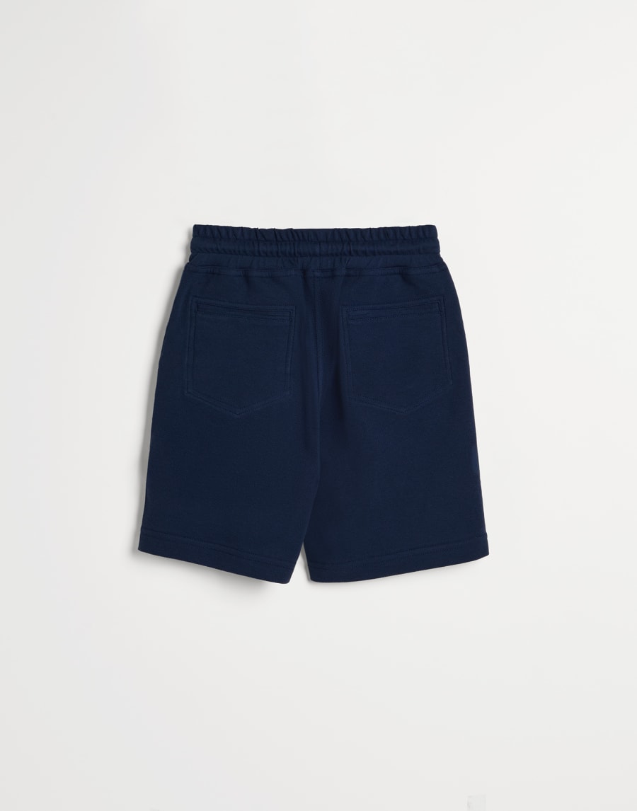 Cotton piqué Bermuda shorts Navy Blue Boys - Brunello Cucinelli