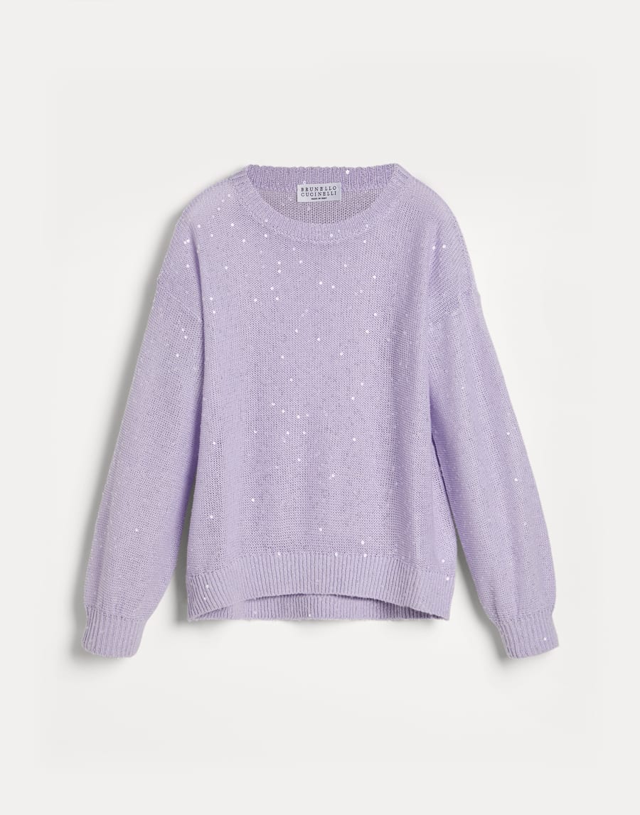 Linen and silk Diamond yarn sweater Lilac Girls - Brunello Cucinelli